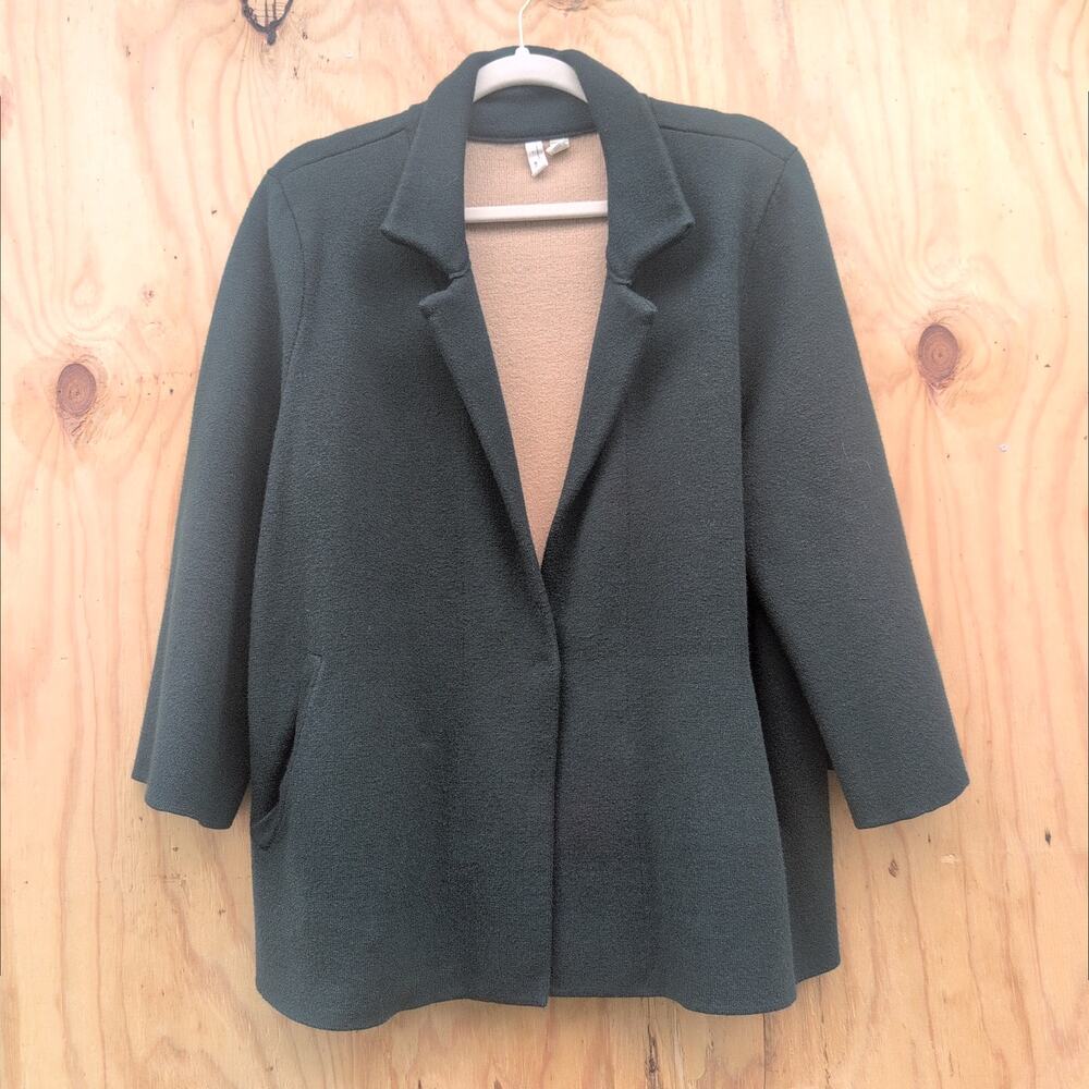 Anthropologie Moth Carey Knit Sweater Blazer Dark Forrest Green Women's XL